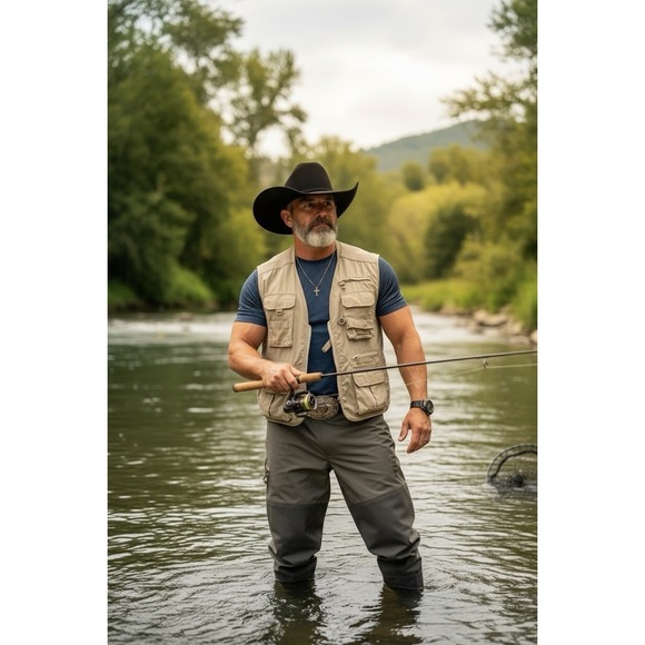 Vintage Orvis Fishing Vest Mens XL Tan Fly Field Safari Multi Pocket Mesh - Picture 4 of 9